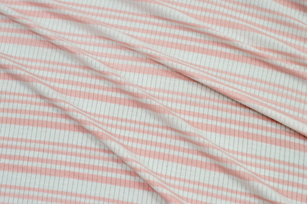 Rib Knit Stripes Pink/White