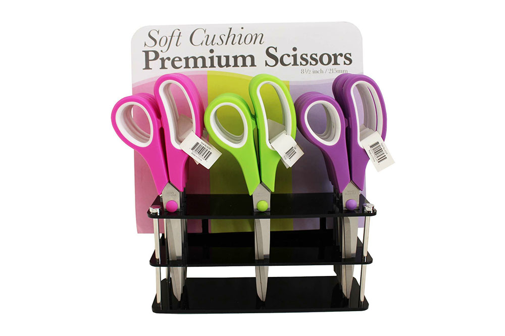 Soft-Cushion Premium Scissors on Black Plastic Display