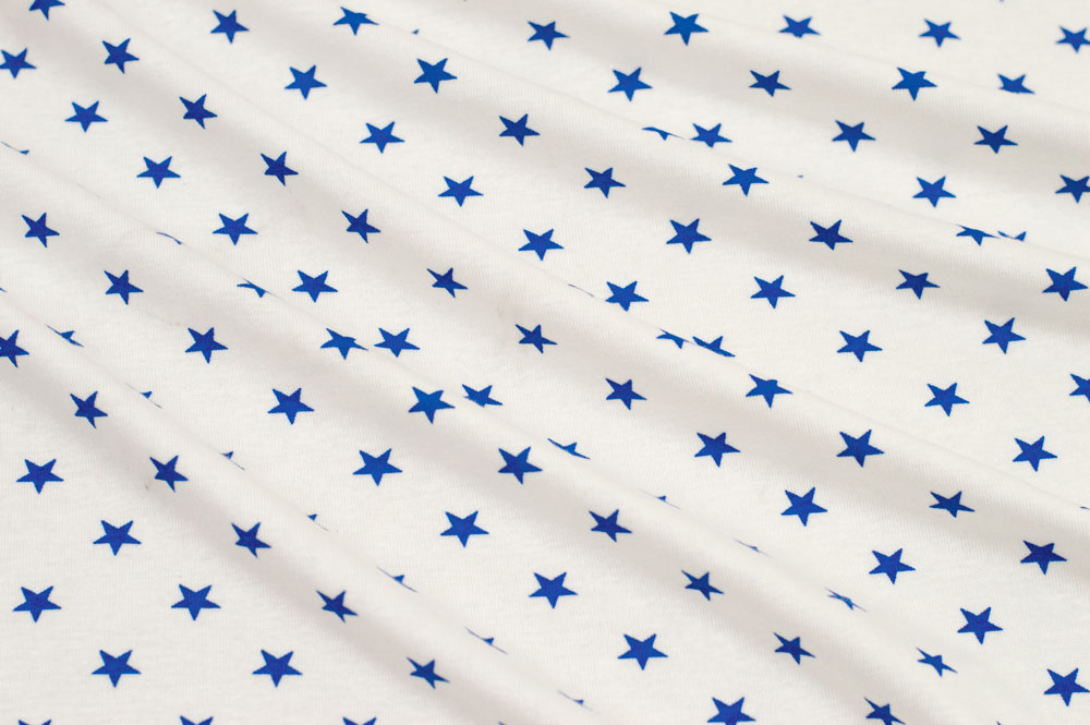 Cotton Rib Spandex Stars White/Blue