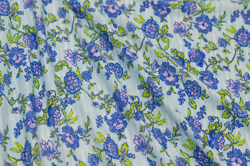 Printed T-Shirt Knit Floral Light Blue
