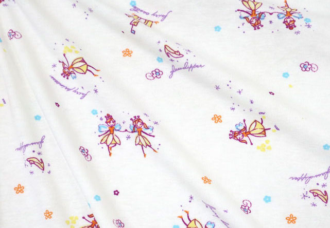 Soft Modal Cotton Jersey T-Knit Fairy Castle Print Yellow/Purple