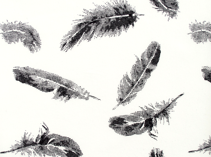 Cotton Spandex Pixelated White/Black Feathers