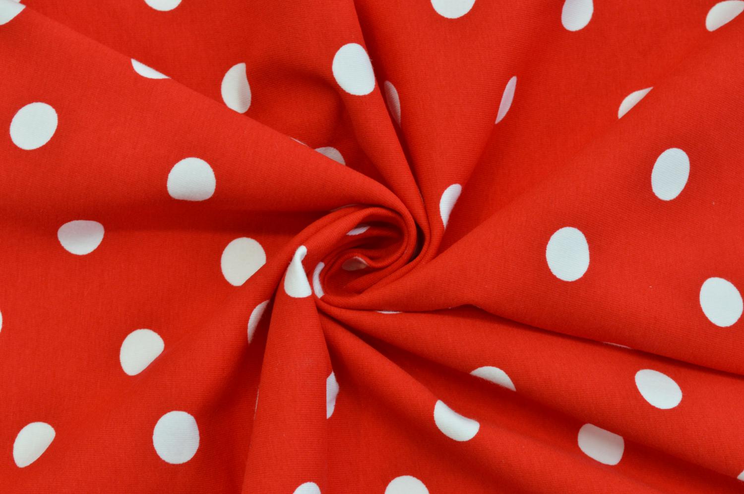 Cotton Spandex Dots on Red