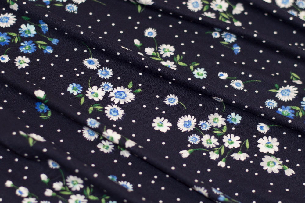 Double Brushed Floral Navy/White