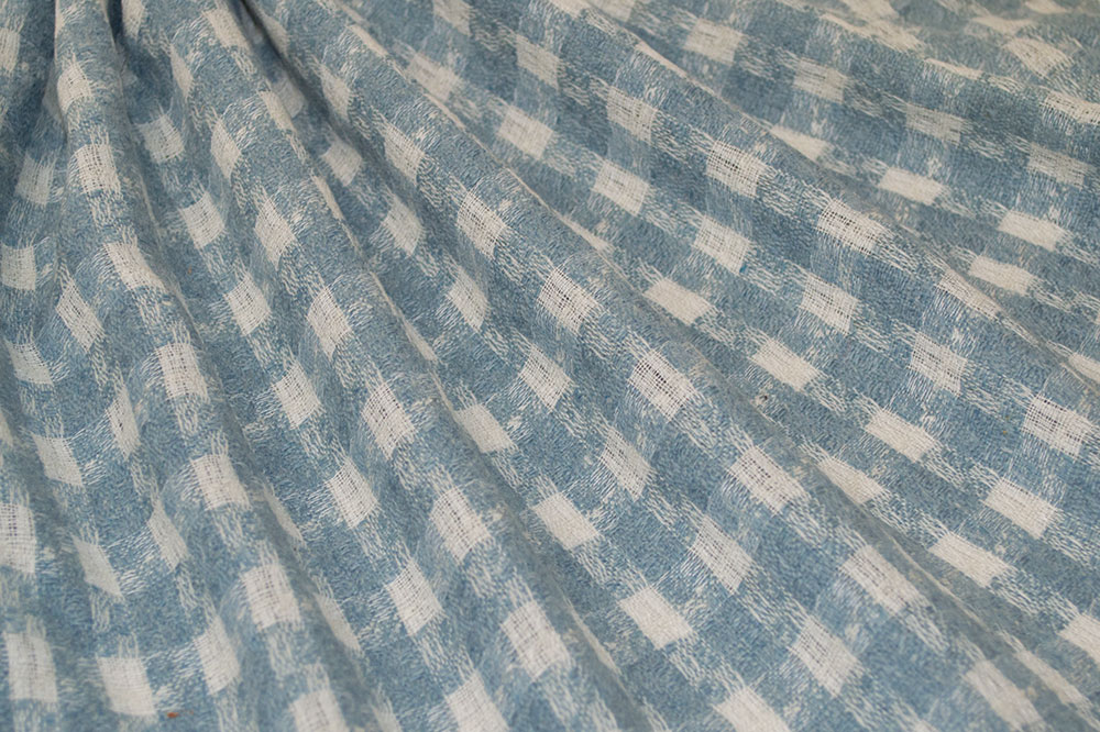 Wool Blends Mid Weight Blue/White Check Wool