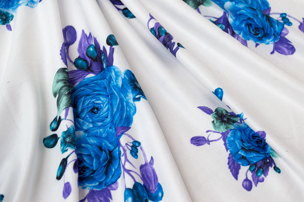 Double Brushed Floral White/Blue/Purple