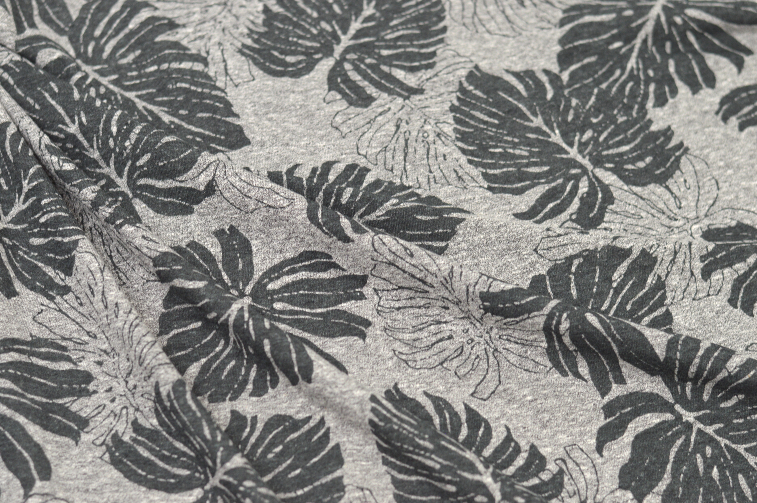 Tropical Leaf Print Jersey Knit