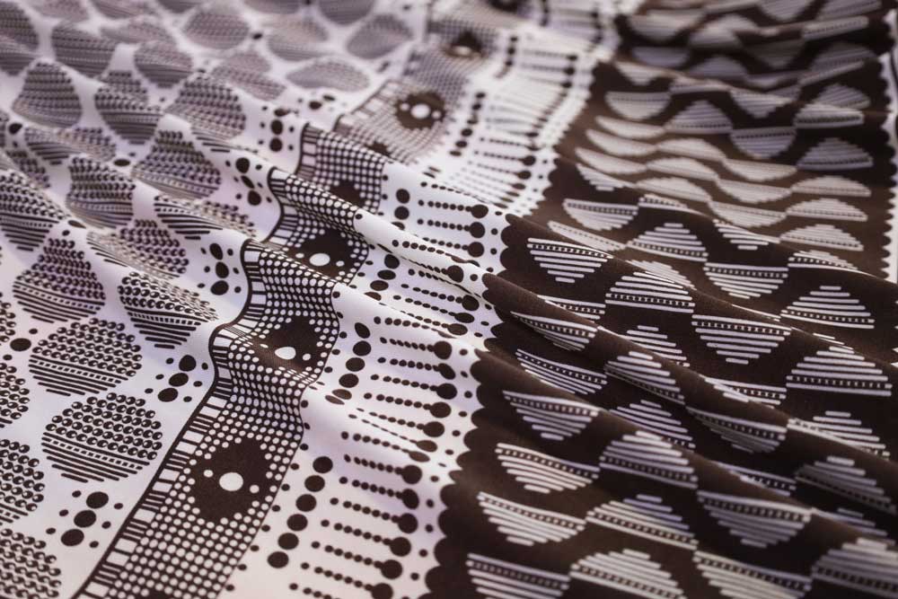 Designer Silk Jersey Knit Geometric 37” Panel Print Brown/White