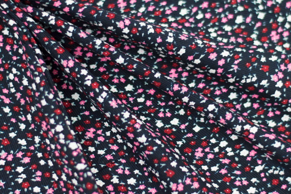 Corduroy Mini Floral Navy/Pink/Red