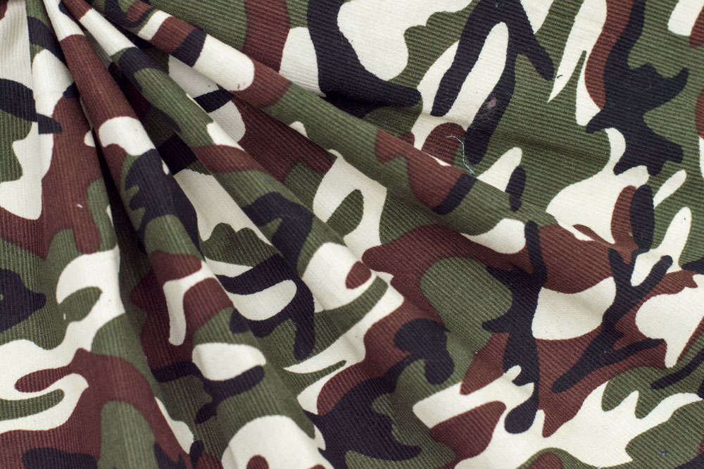 Corduroy Camouflage Print Army/Beige/Brown