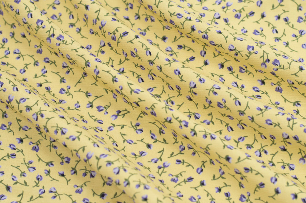 Rayon Margaret Ditsy Floral Yellow/Purple
