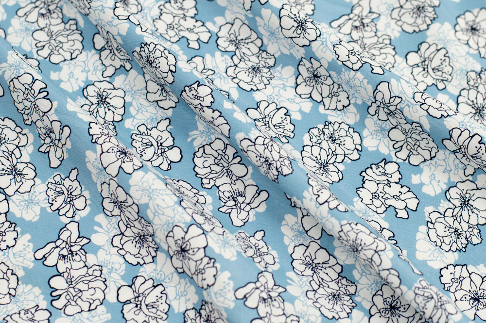 Rayon Margaret Floral Blue/White