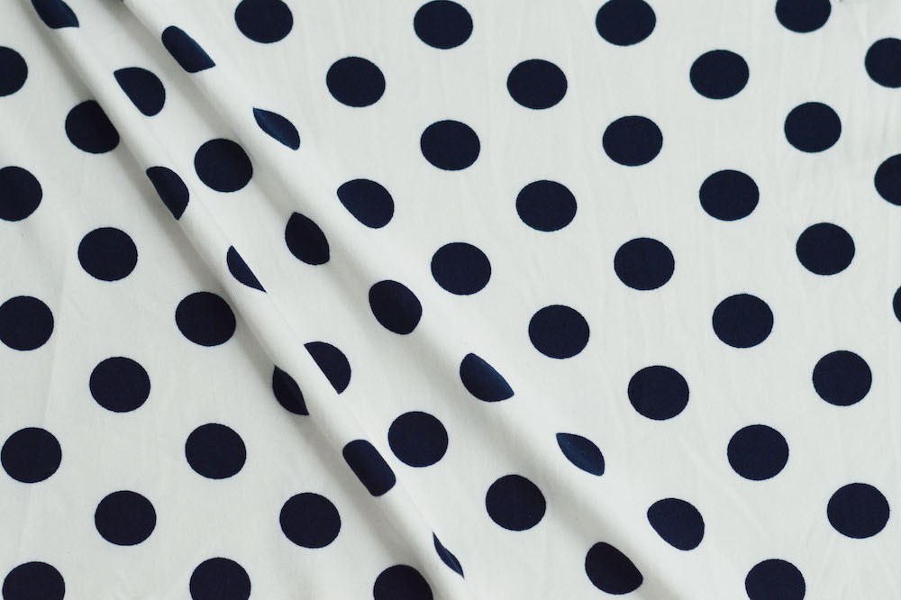 Double Brushed Navy Polka Dots