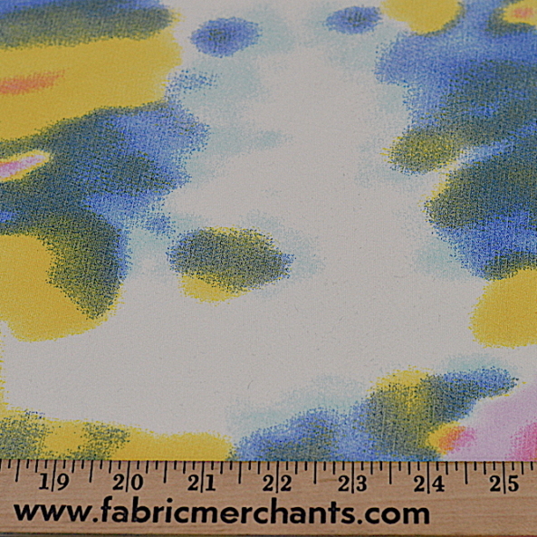 double brushed yellow, blue, and pink mix tie dye print