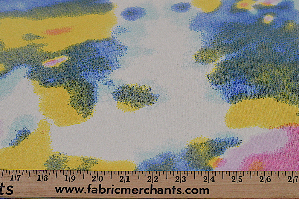 double brushed yellow, blue, and pink mix tie dye print