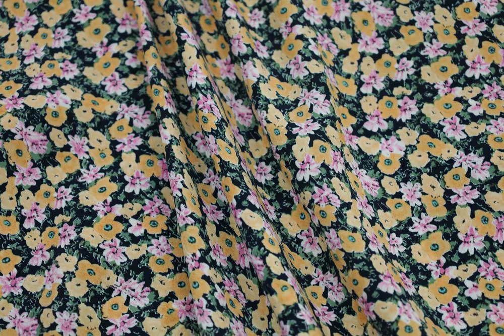 Rayon Margaret Ditsy Floral Black/Yellow