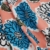 Rayon Margaret Watercolor Large Floral Coral/Blue/White