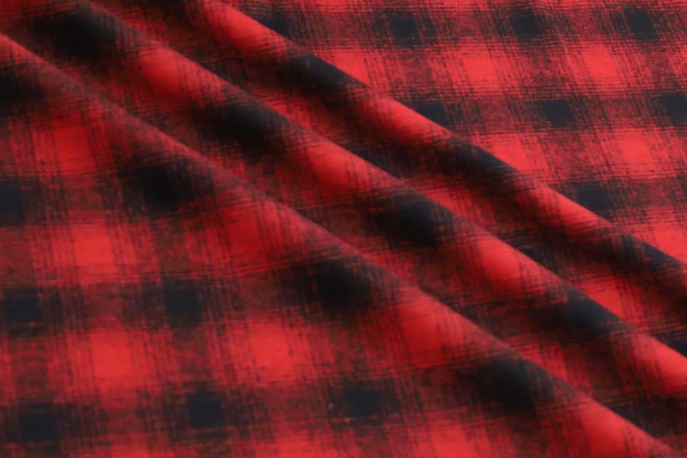 Wool Coating Plaid Red/Black