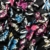 Printed T-Shirt Knit Watercolor Floral Black/Magenta