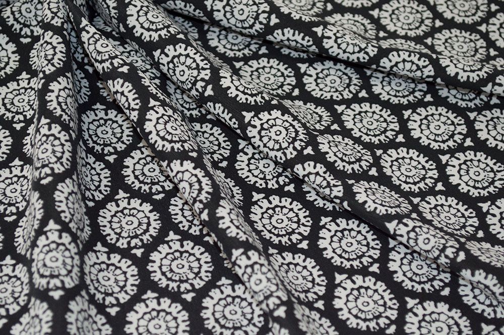 Nylon Spandex Abstract Circles Black/White