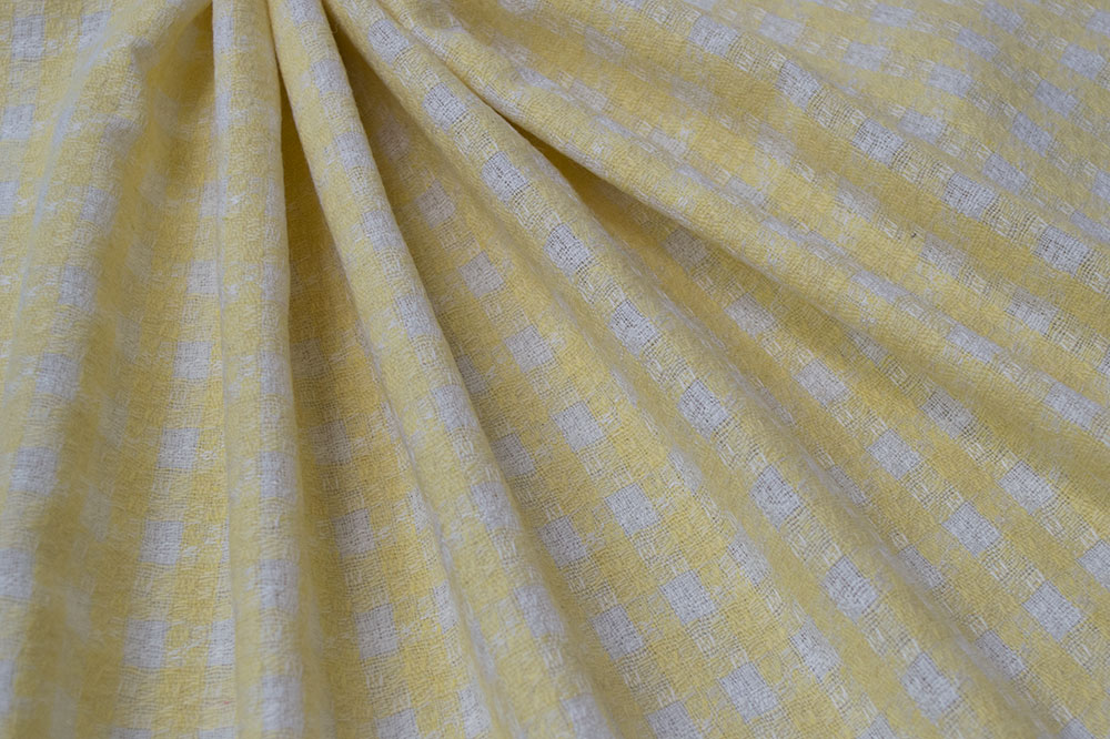 Wool Blends Mid Weight Yellow/White Check Wool