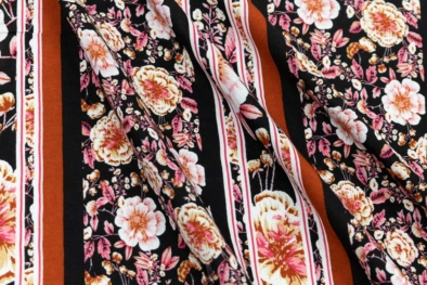 Floral Rayon Challis Fabric EM-47658EMA-BlackPink-M 