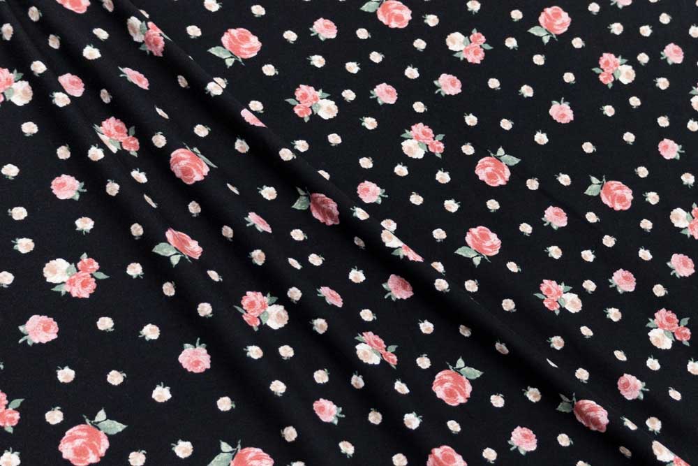Double Brushed Ditsy Floral Black/Pink