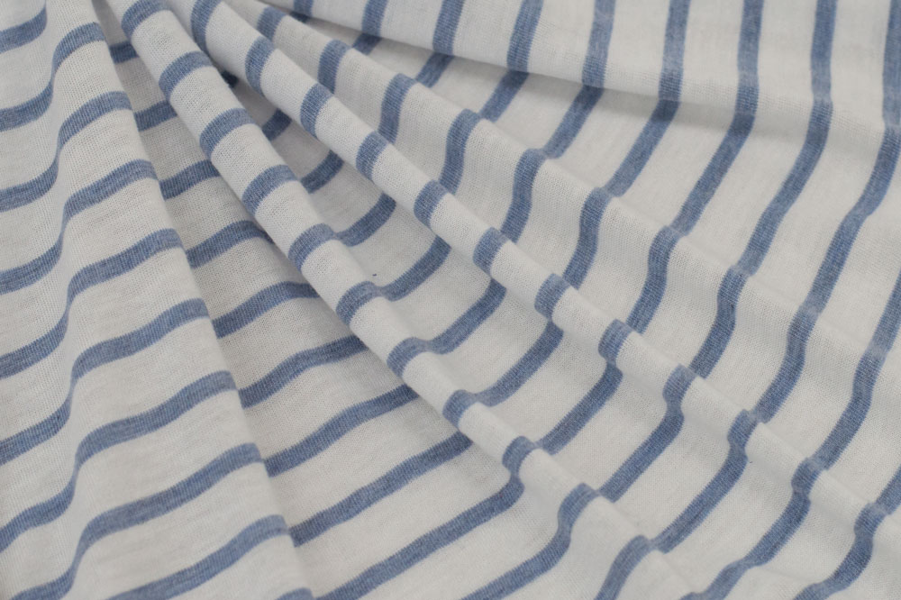 Rayon Spandex Stripe White/Blue
