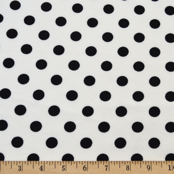 Liverpool Knit Black Dots on White 58 Fabric by the Yard
