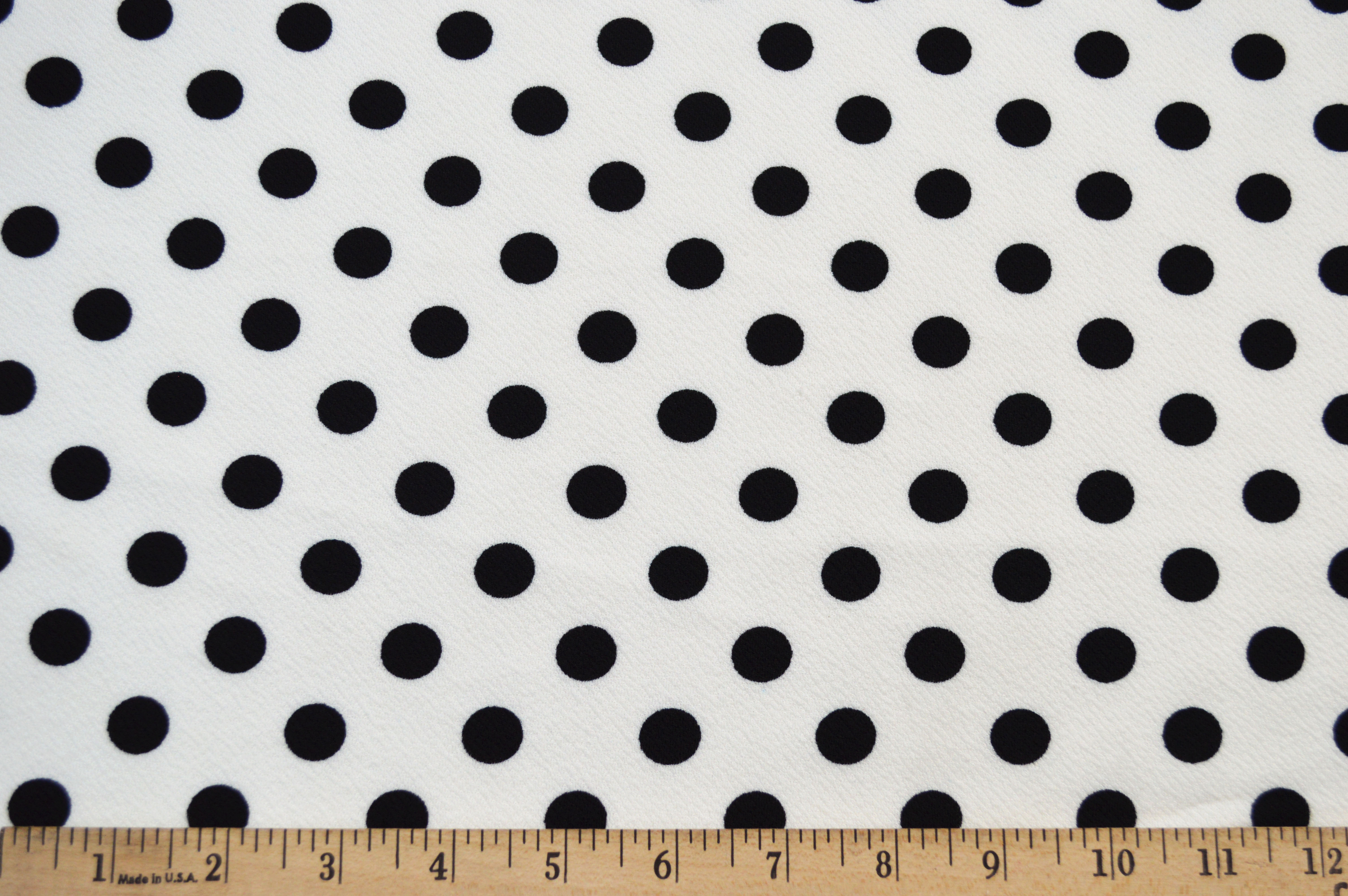 Liverpool Knit Black Dots on White 58 Fabric by the Yard