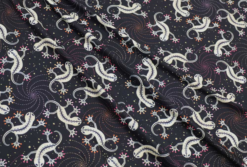 Marketa Stengl by Fabric Merchants Double Brushed Poly Jersey Knit Salamander Navy/Ivory