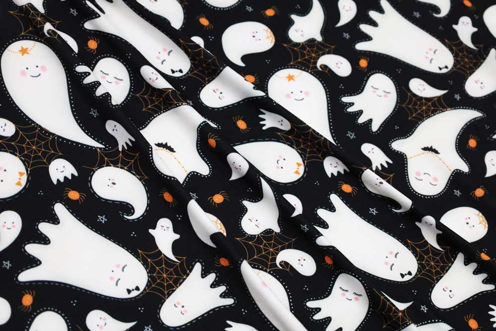 Marketa Stengl by Fabric Merchants Double Brushed Poly Jersey Knit Ghost Black/White