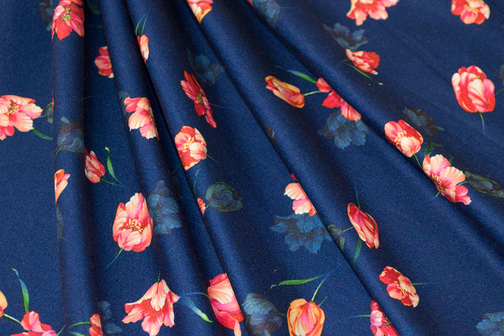 Double Brushed Floral Shadow Navy/Pink