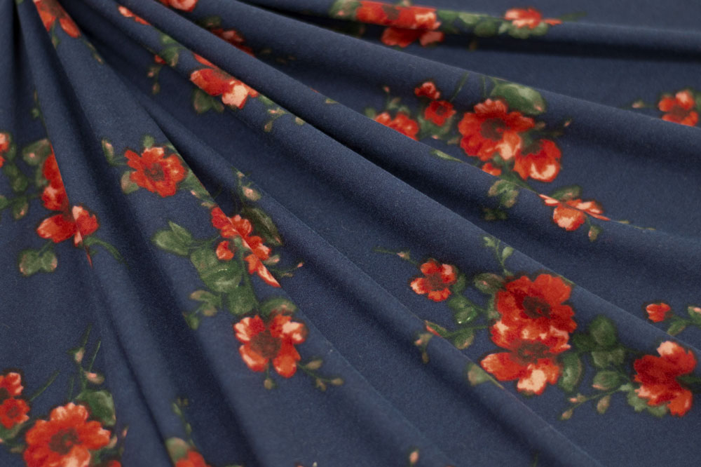 Single Brushed Floral Navy/Red