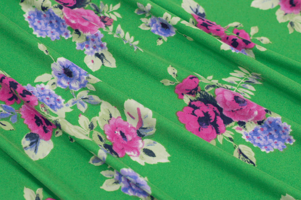 Double Brushed Floral Green/Fuchsia