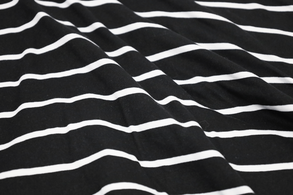 Double Brushed Stripe Black/Ivory Knit
