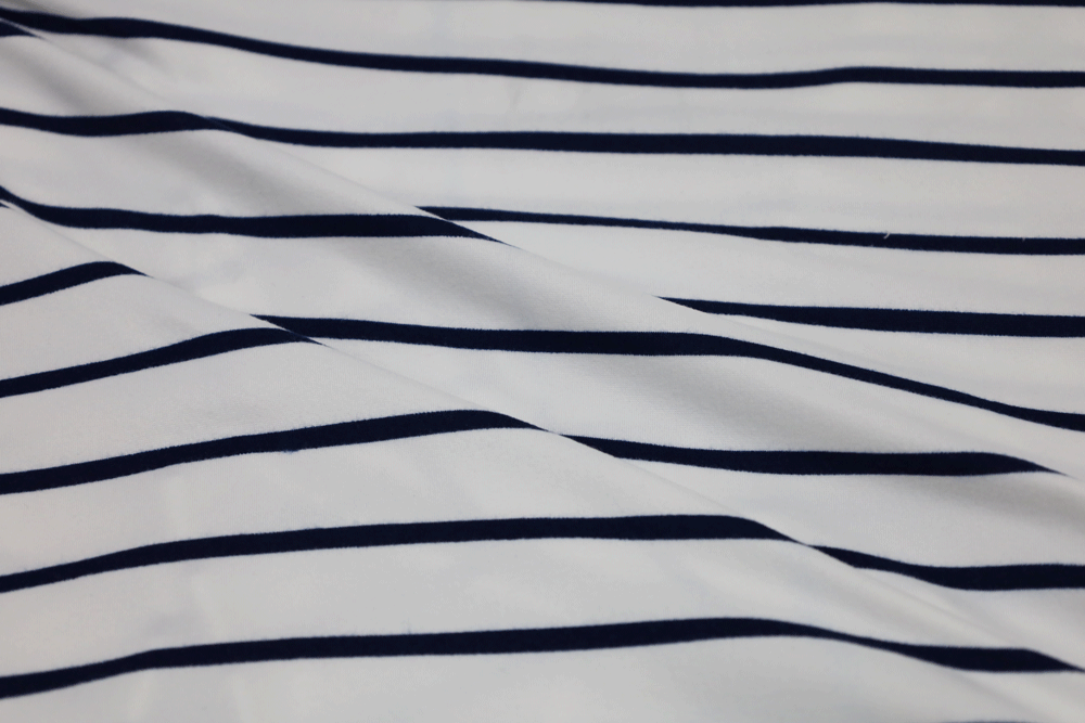 Double Brushed Stripe Ivory/Navy Knit