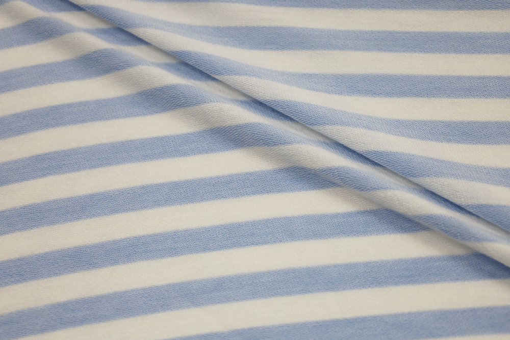 French Terry Stripe Ivory/Baby Blue Knit