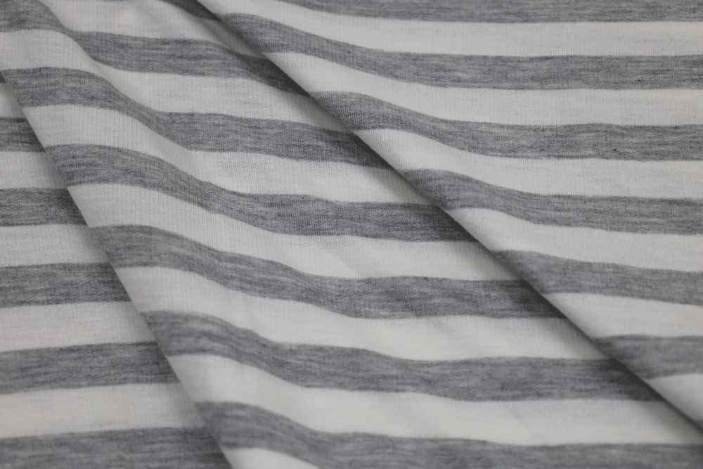 French Terry Stripe Ivory/Heather Grey Knit