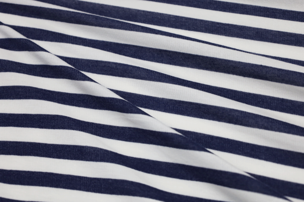 French Terry Stripe Ivory/Navy Knit