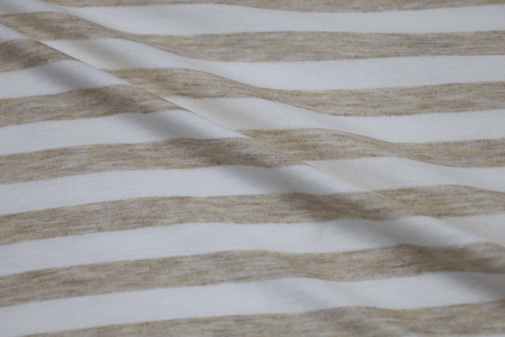 French Terry Stripe Ivory/Oatmeal Knit