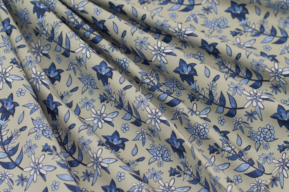 Marketa Stengl by Fabric Merchants Digital Monochrome Alpine Flora Lt Sage/Blue