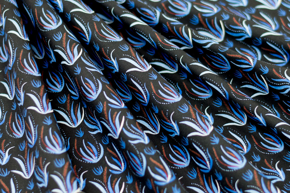 Marketa Stengl by Fabric Merchants Digital Underwater Seagrass Dark Blue/Red