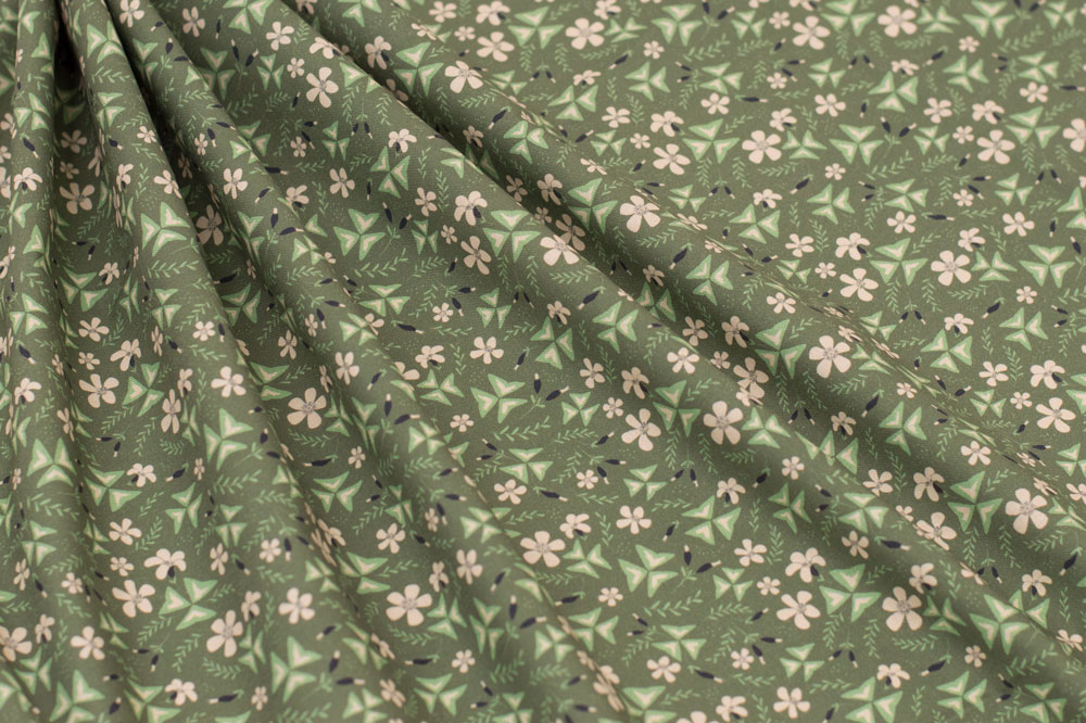 Marketa Stengl by Fabric Merchants Digital Shamrock Floral Ditsy Olive/Peach