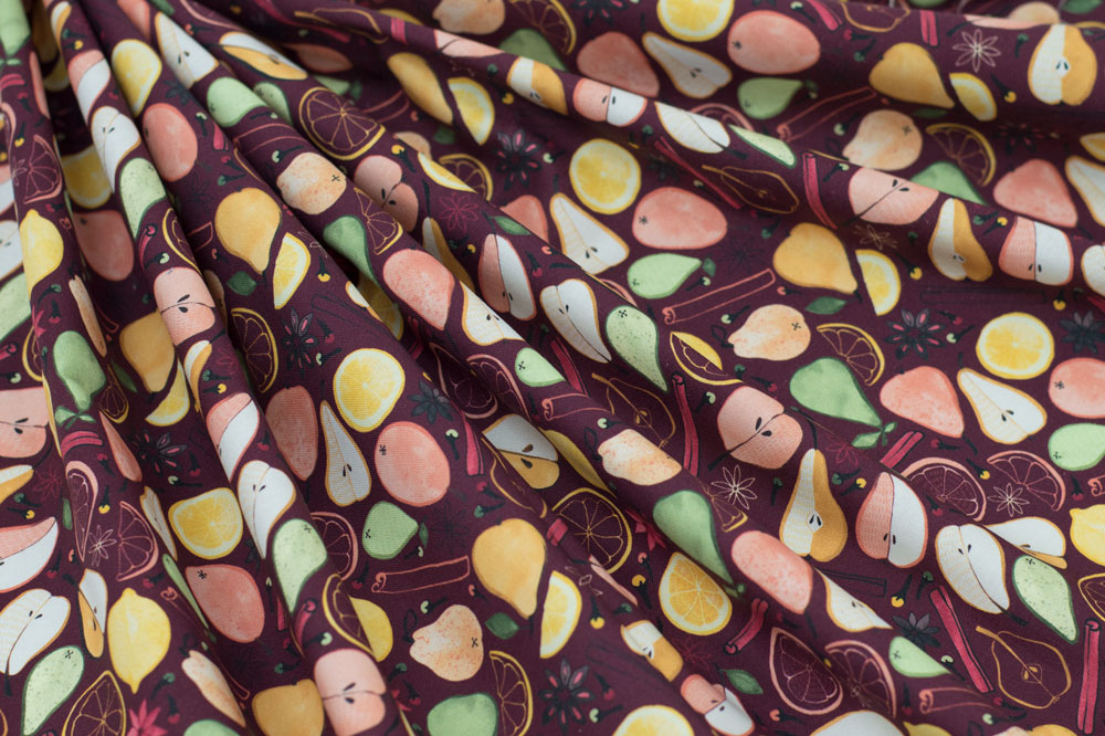 Marketa Stengl by Fabric Merchants Digital Fresh Pears with Fruit Slices Red/Yellow