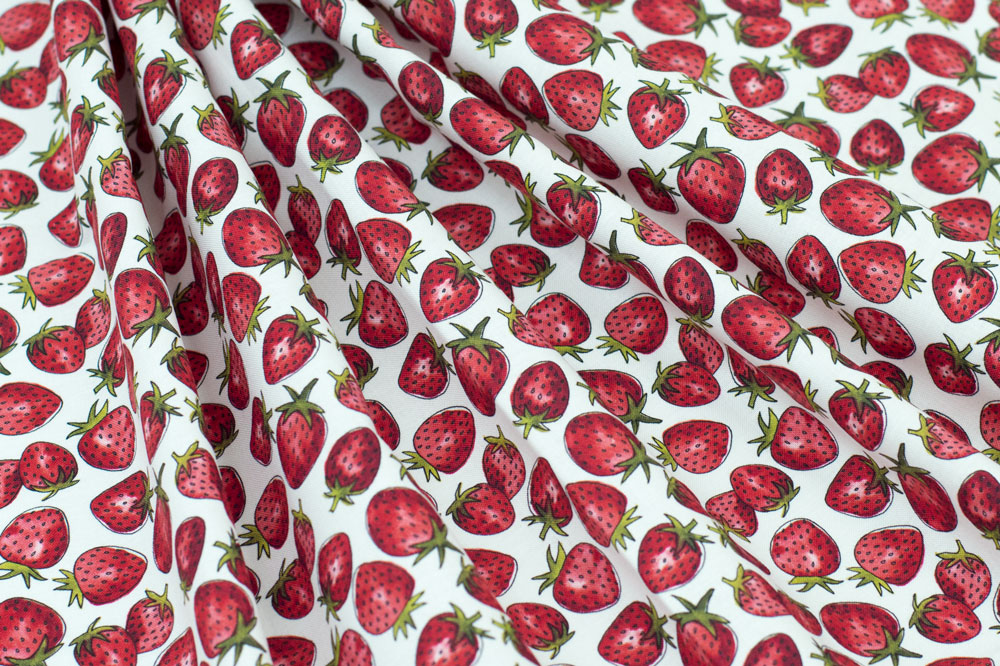 Marketa Stengl by Fabric Merchants Digital Watercolor Strawberries Red/White