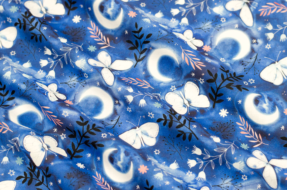 Marketa Stengl by Fabric Merchants Digital Butterflies & Moon Blue/White