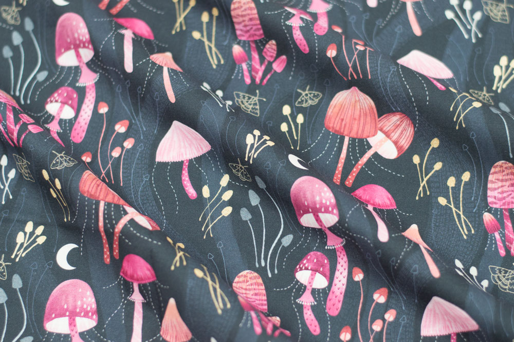 Marketa Stengl by Fabric Merchants Digital Mushrooms & Moon Navy/Pink