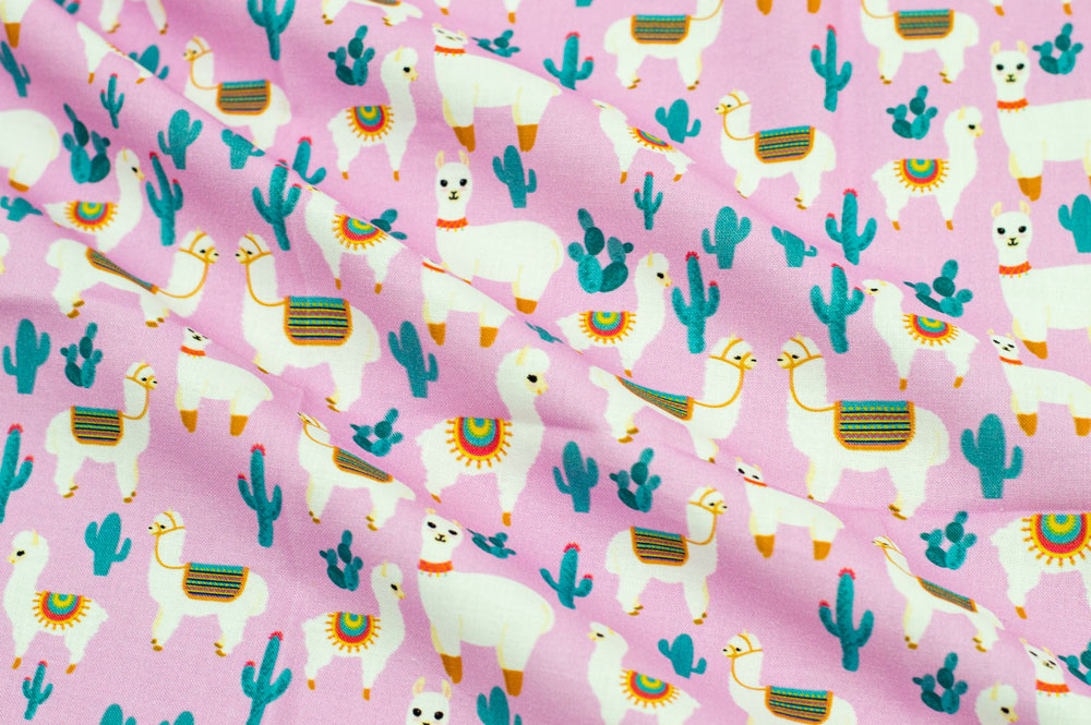 “Playful Prints by Fabric Merchants” Digital Llama Cacti Lavender/Teal