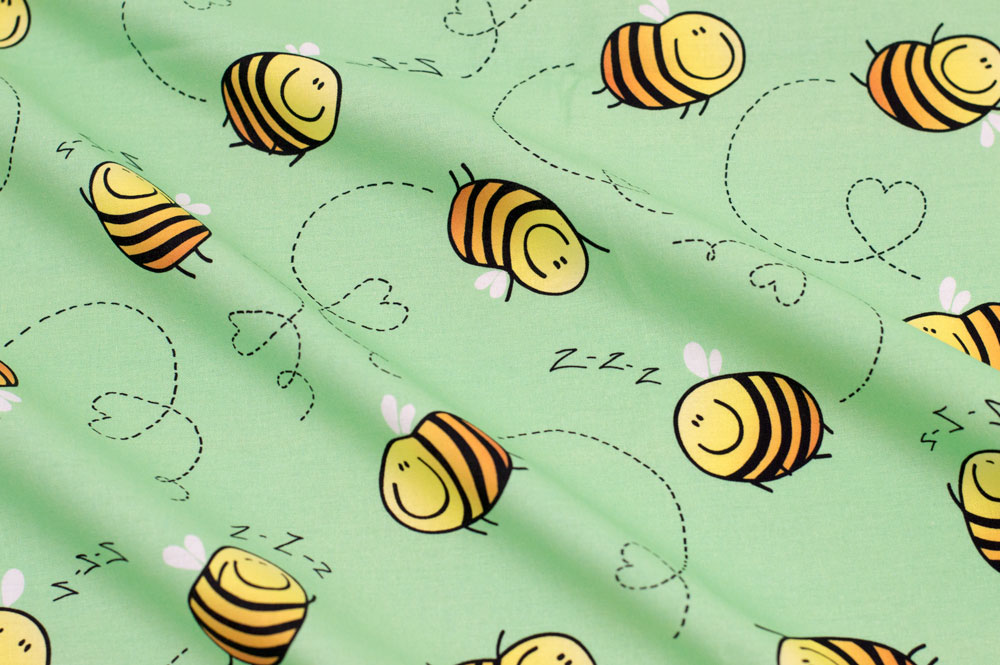 “Playful Prints by Fabric Merchants” Digital Mischievous Bees Green/Yellow